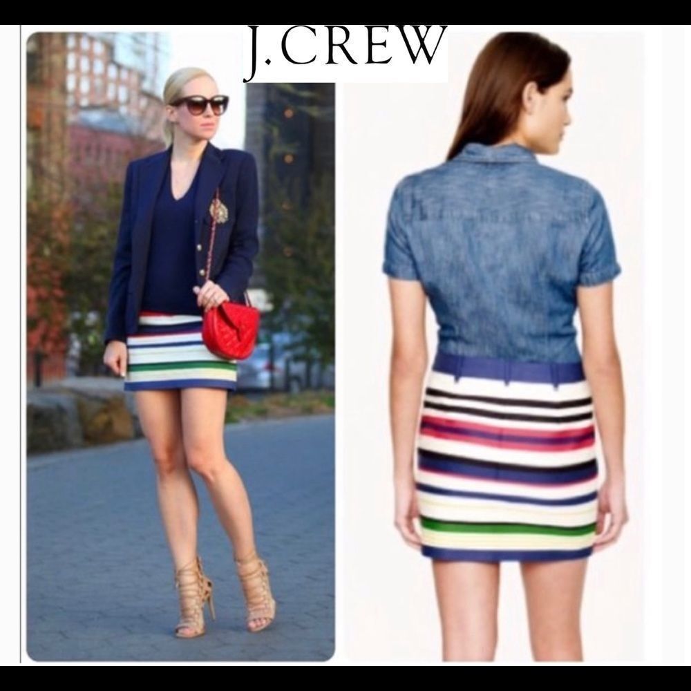 J.crew Multicoloured Striped mini Skirt Sz 00